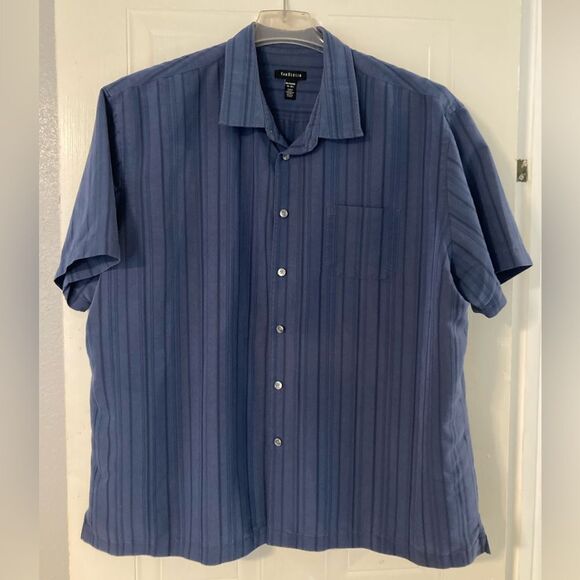 Van Heusen Navy Blue Men’s Button Up Shirt Size 2X, 18 - 18-1/2 - Picture 2 of 9